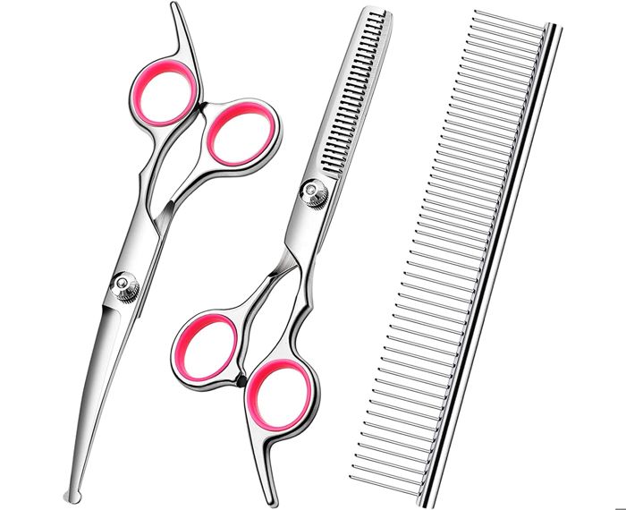 Meilleurs prix pour Kit de ciseaux de toilettage pour chien avec ciseaux de toilettage à pointe ronde de sécurité - Ciseaux à effiler et courbes pou