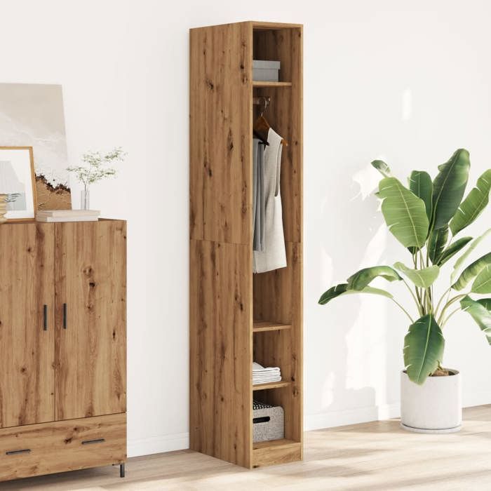 vidaXL Garde-robe chêne artisanal 30x50x200 cm bois dingénierie armoire de rangement organisateur de garde-robe armoire 3307692