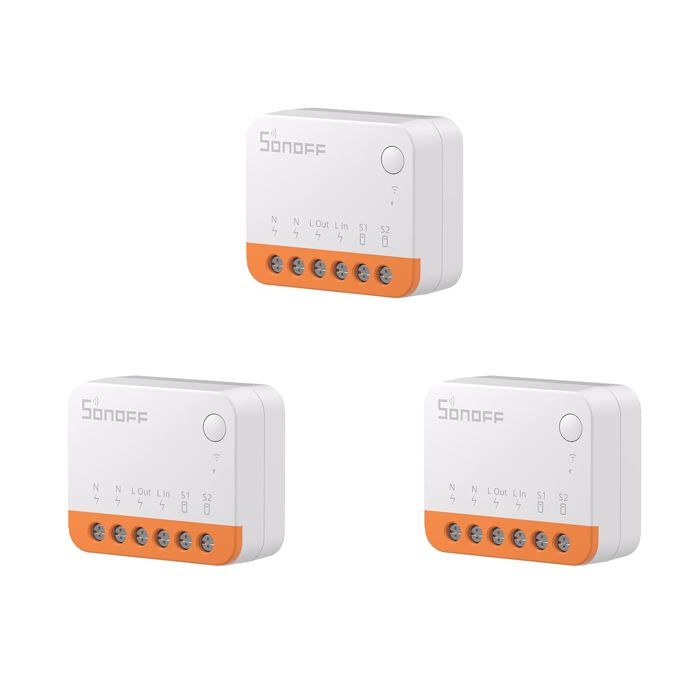Interrupteur Connecté SONOFF MINIR4 WiFi - Micromodule 2 Voies 10A/2200W, Compatible Alexa