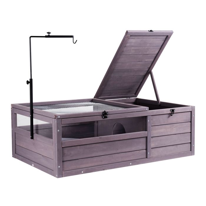 Comparer les prix de Maison en Bois pour Tortues-VEVOR-Cage pour Petits Animaux-2 Pièces-avec Support de Lampe Réglable