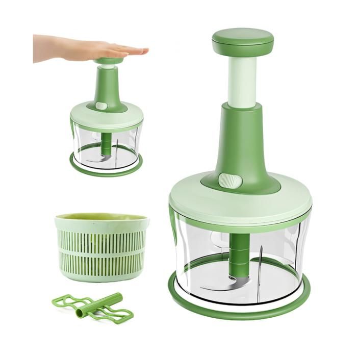 Hachoir Manuel 1,5 L Avec 3 Lames En Acier Inoxydable - Coupe Oignons, Légumes, Viande - Facile à Nettoyer