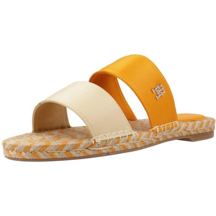 Tommy Hilfiger Sandalias Mujer Modèle Chaussure Tommy Hilfiger Modèle Th Satin Flat Espadrille - Coleur Orange