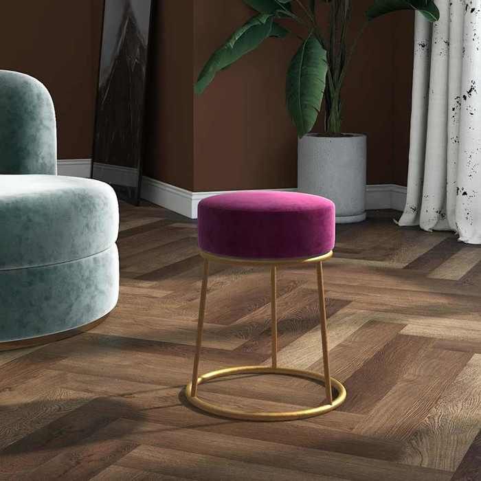 SOLDES dAutomneTabouret - Petit Fauteuil Salon pour chambre - rond Violet Velours - 30x38cm 205