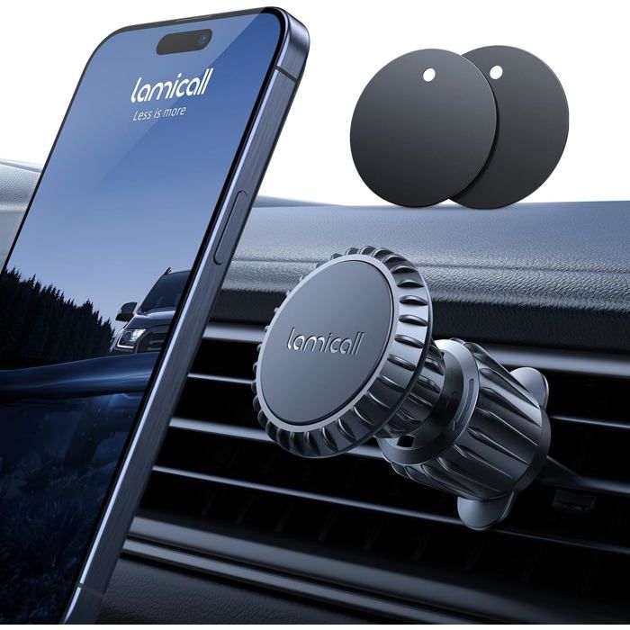 Support Magnétique Pour Téléphone Voiture LISEN 2024 - 6 Aimants Puissants, Clip Ventouse, Compatible IPhone