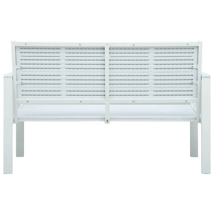Banc de jardin PEHD - WIENS - 120 cm - Blanc - Aspect bois - Facile à nettoyer - Stable et durable