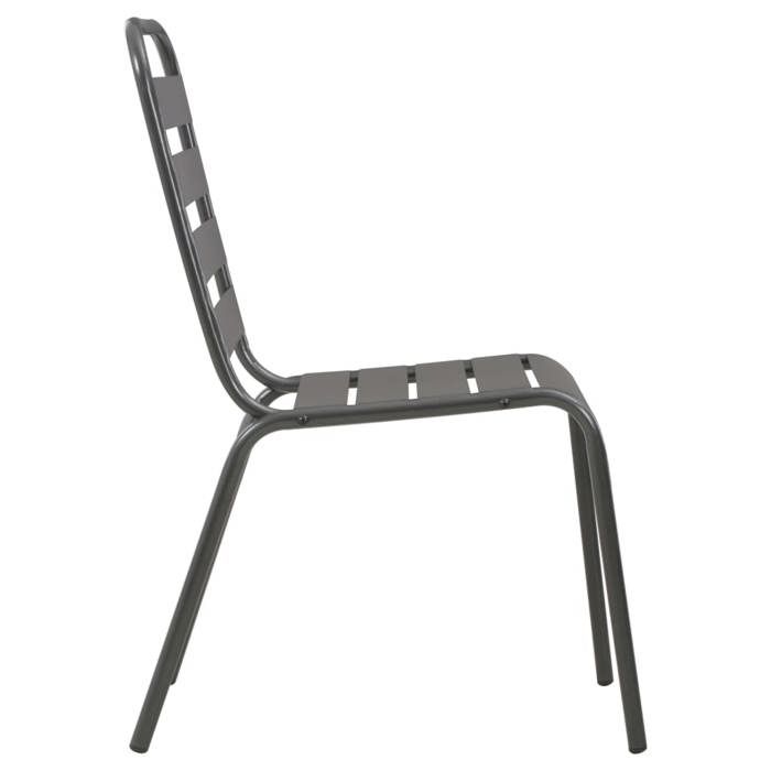 Chaises dextérieur à lattes en acier - WIENS - Lot de 4 - Gris foncé - 42x63x84 cm - Empilable