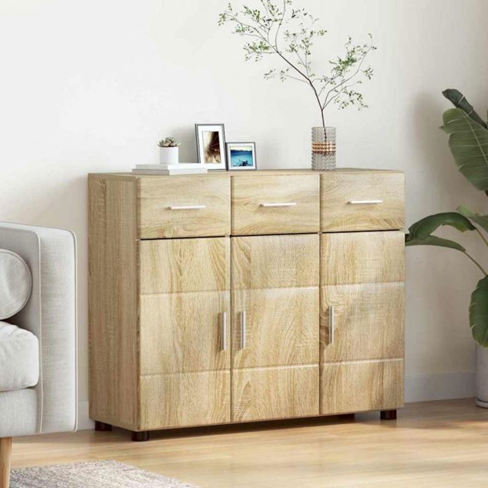 Buffet VidaXL chêne sonoma 885 x 305 x 73 cm – 3 étagères bois dingénierie finition mat