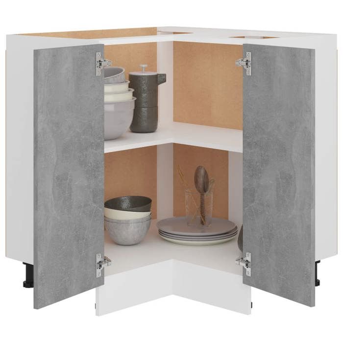 Caisson de cuisine Gris - LEMON® Armoire dangle basse - Vitrine de cuisine - Lyon - avec rangement - gris béton - 75 5x75 5x81 5c