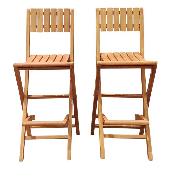 AXI Bruno Ensemble de Tabourets de Bar Pliables en Bois de Teck 2 pièces 2 Chaises de Bar pour lExtérieur / le Jardin –