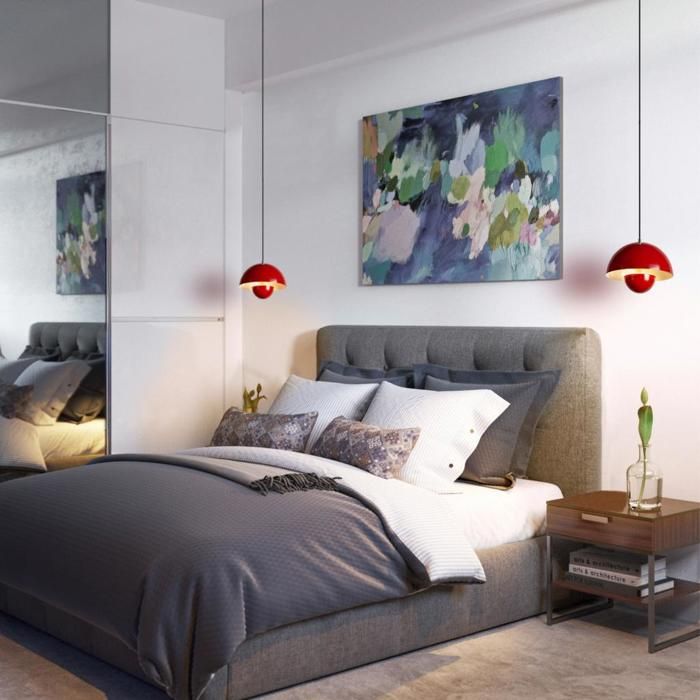 Diday 2pcs Lustre Moderne Salom Rouge Lampe de Plafon Abat-jour en Metal Style Nordique E27 Luminaire Vintage pour Salon Chambre