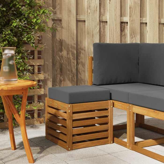 vidaXL Banc de jardin avec coussin 2 Pièce Naturel et Anthracite Canapé de balcon extérieur canapé de jardin moderne900678