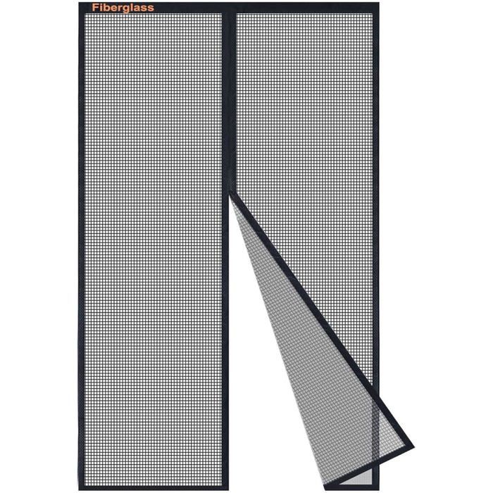 Moustiquaire Porte Fenetre 100x180cmen Fibre de verre Noir Moustiquaire Aimantée Sans Perçage Avec Bande AdhésiveRideau Magnétique