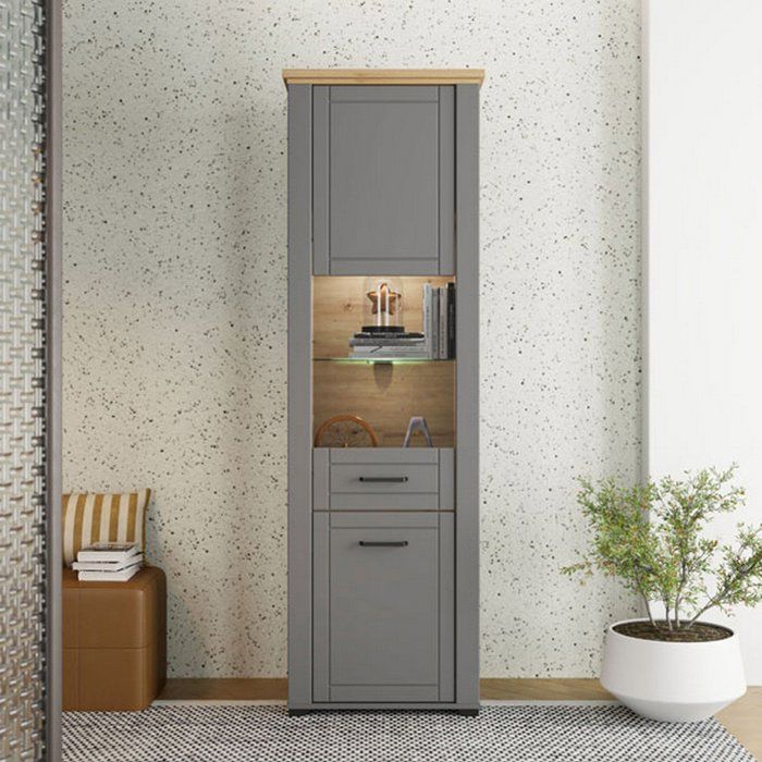 Vitrine Piscinas Dmora en Bois Noble Gris 60.5x41x194.5h cm Vitrine Piscinas Dmora en Bois Noble Gris 60.5x41x194.5h cm