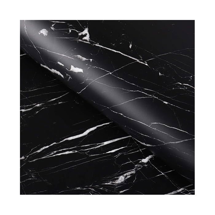 Papier Adhesif pour Meuble Marbre Noir Rouleau Papier Autocollant Decoratif pour Cuisine Salon Noir Noir 30 x 500CM 30 PAPIER PEINT