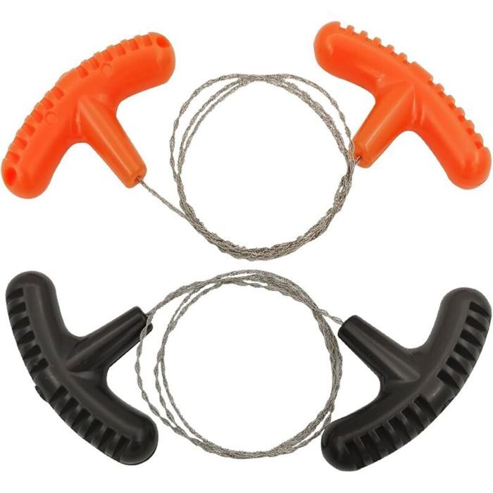 Mini scies à fil - Unbrand - Lot de 2 - Longueur 740 mm - Orange et noire - Adaptées au camping