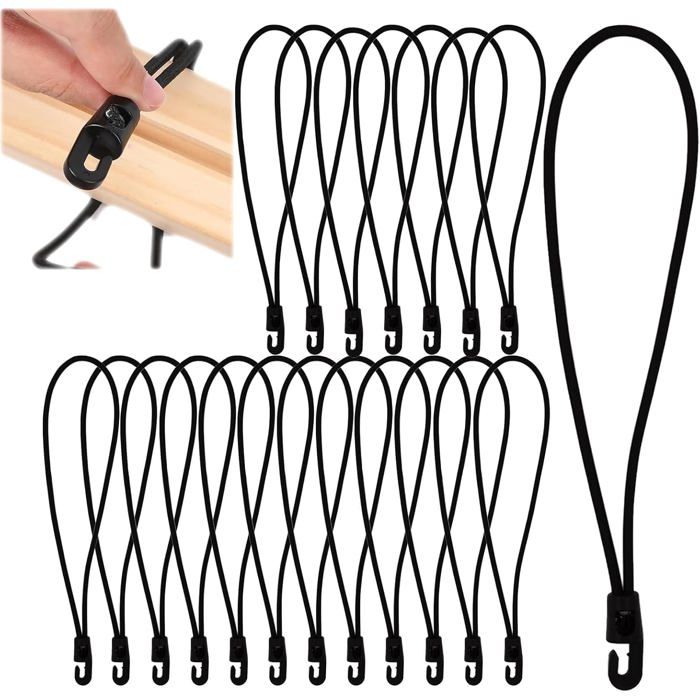 Lot de 20 tendeurs élastiques avec crochets - 25 cm - tendeurs multifonctionnels pour bâches - pour camping caravanes piscines - n