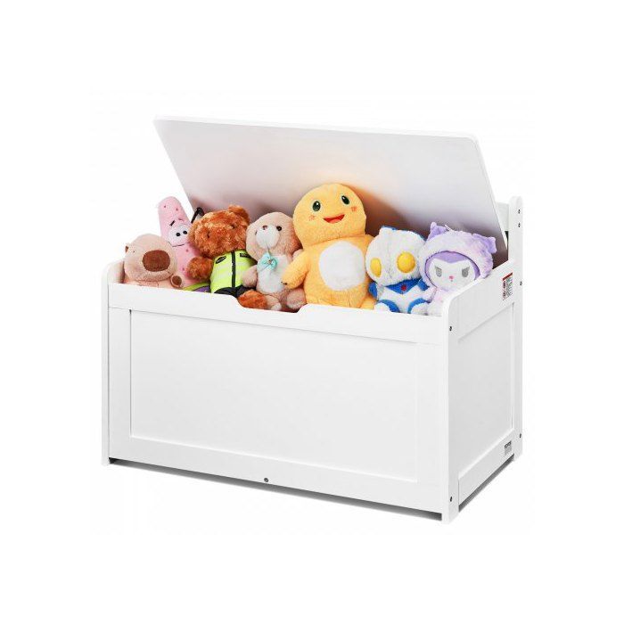 Coffre à Jouets en Bois 83x45 5x60 9 cm Boîte de Rangement pour Enfants avec Couvercle Rabattable et Charnière de Sécurité