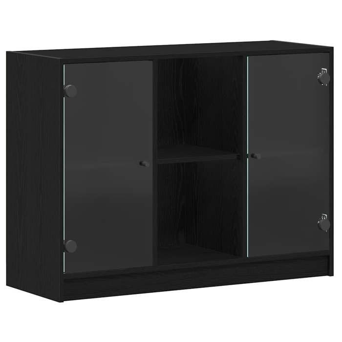 Buffet - vidaXL - meuble salle à manger - bois dingénierie - chêne noir - 100 x 37 x 75.5 cm - 2 portes{kwc25m}