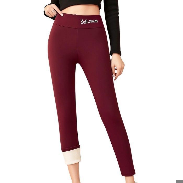 Legging thermique femme - Doublé polaire - Bordeaux - Taille haute gainant - XL