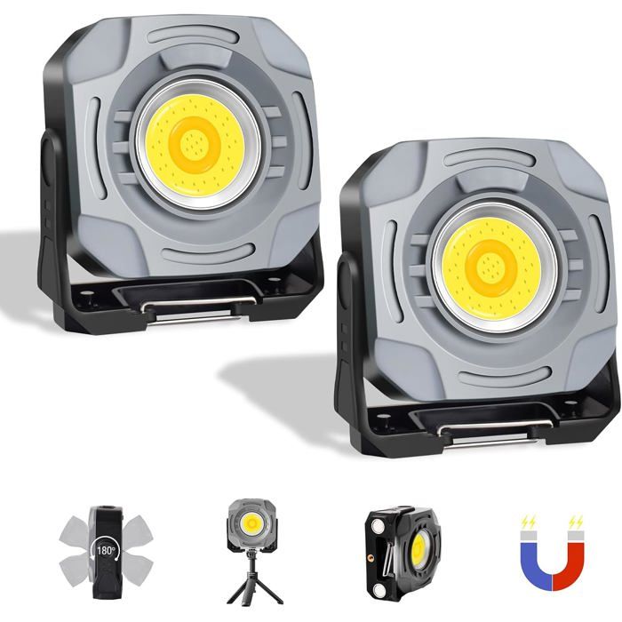 Projecteur Rechargeable (2Pcs) 1500Lm 4000Mah Magnétique[CA114]