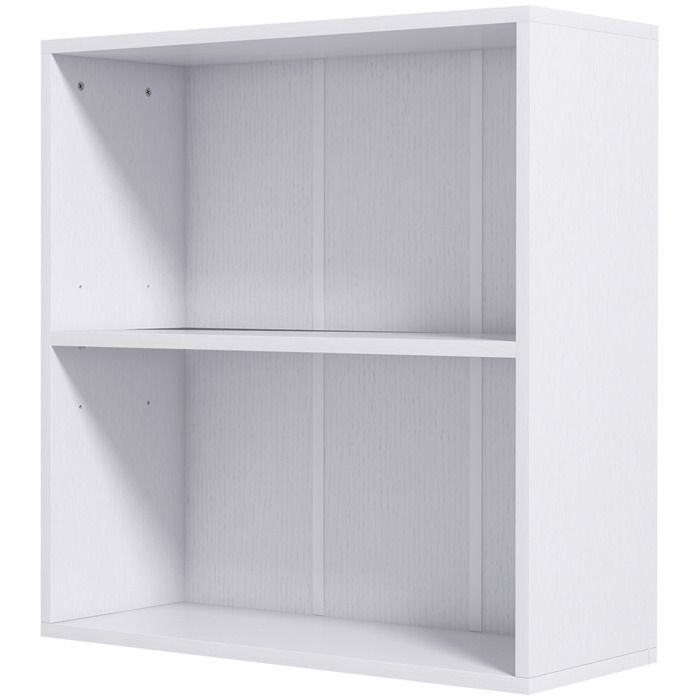 Bibliothèque basse - Étagère de rangement 2 compartiments étagère réglable - 60 x 24 x 63 cm - Blanc