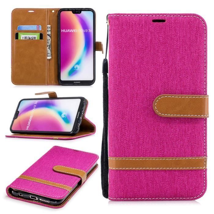 Housse Pour Huawei P20 Lite Denim Pochette Protection Antichoc
