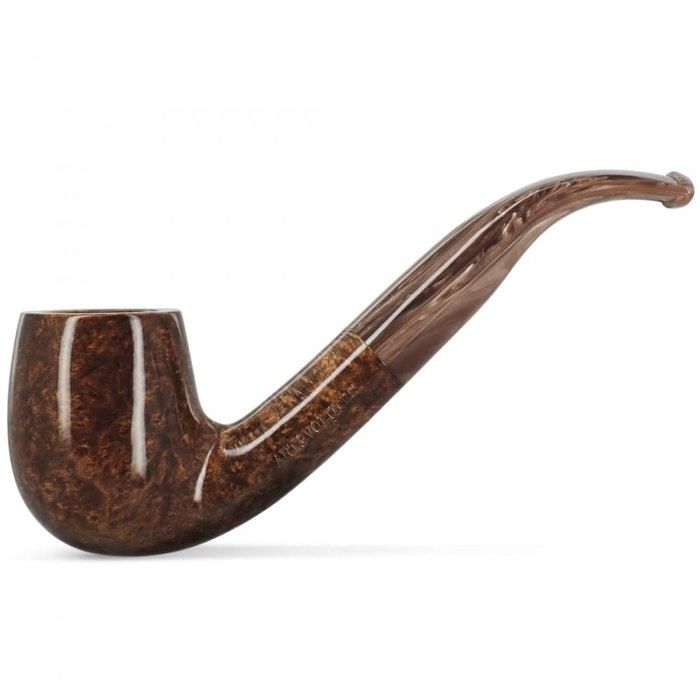 Pipe à Tabac Art & Volutes - Modèle Hipster Courbé - Bruyère Laqué & Acrylique - Filtre 3/9mm Inclus - 6