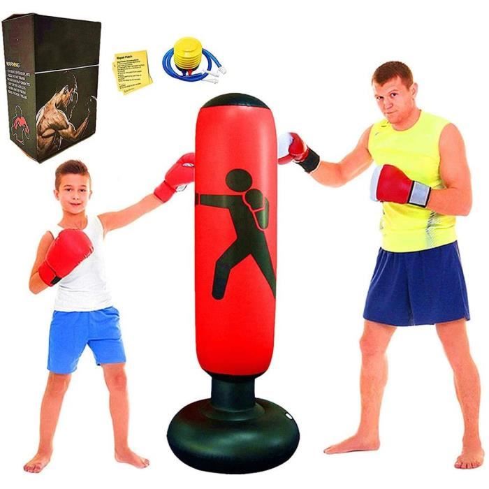 AsyinXson Sac De Frappe Gonflable Enfants 160cm - Avec Pied à Eau/Sable - Pour Boxe, Karaté, Taekwondo - 3-12 Ans