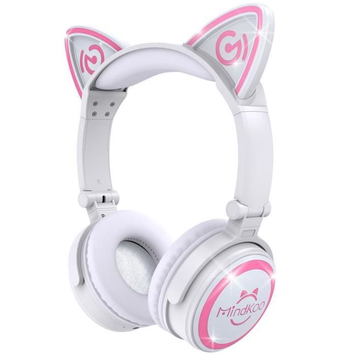 Casque Audio Blanc Rose Oreille Chat Lumineux Enfant Garcon Fille Bluetooth Sans Fil Avec Micro Telephone Tablette Ordinateur Manga Casque Ecouteurs Avis Et Prix Pas Cher Cdiscount