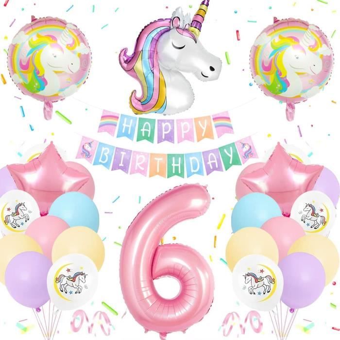 6 Ans Decoration Anniversaire Licorne Fille, Pastel Ballon Licorne  Anniversaire Fille, Géants Ballons Numéro 6, Énormes Ballons Lico -  Cdiscount Maison