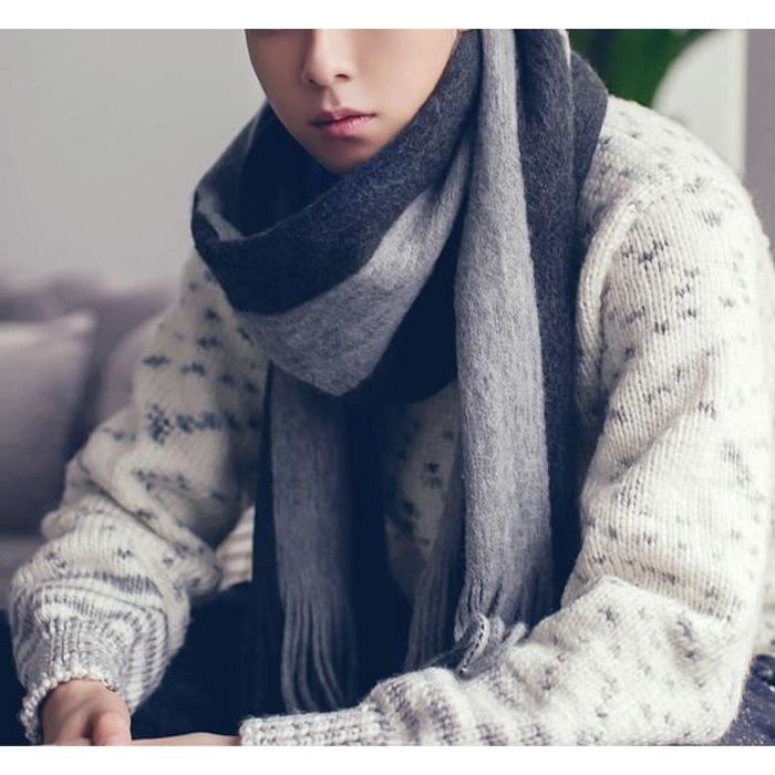 Echarpe Male Hiver Cadeau D Anniversaire Version Coreenne De La Laine Tout Match Etudiant Tricot Bavoir Chaud Pour Hommes Noir Cdiscount Pret A Porter