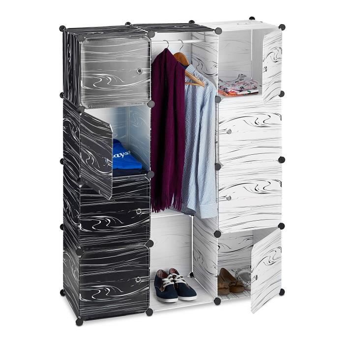 Armoire Penderie Meuble Cubes Rangement 9 Casiers Plastique