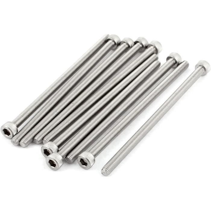 Vis SOURCING MAP 10Pcs M8x130mm 304 Set boulon à tête hexagonale moletée acier inox avec