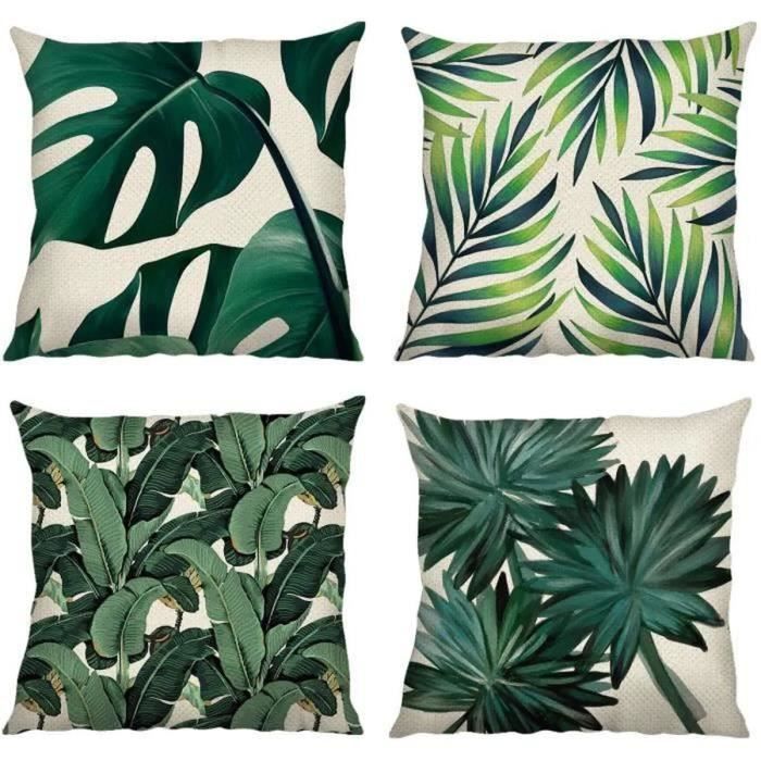 Lot De 4 Housses De Coussin Thanksgiving 45x45cm - Décoration Automne Lin Et Polyester