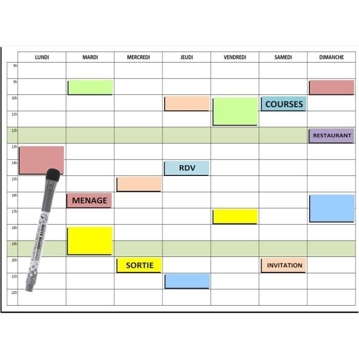 Planning Hebdomadaire Magnétique A3 – Effaçable, Feutre Inclus, Couleur Terracotta - 6