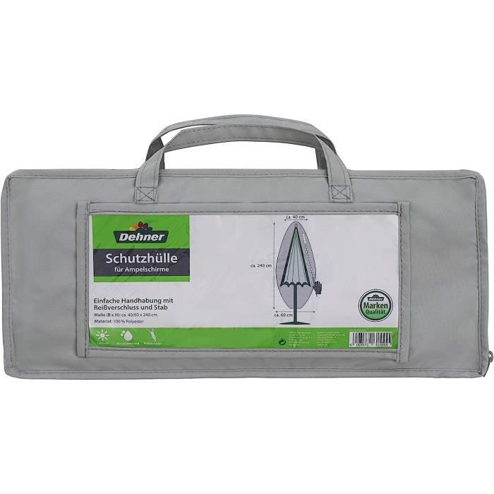 Housse De Protection HWC Pour Parasol Déporté 4,3m/3x3m - Anthracite Avec Fermeture Éclair