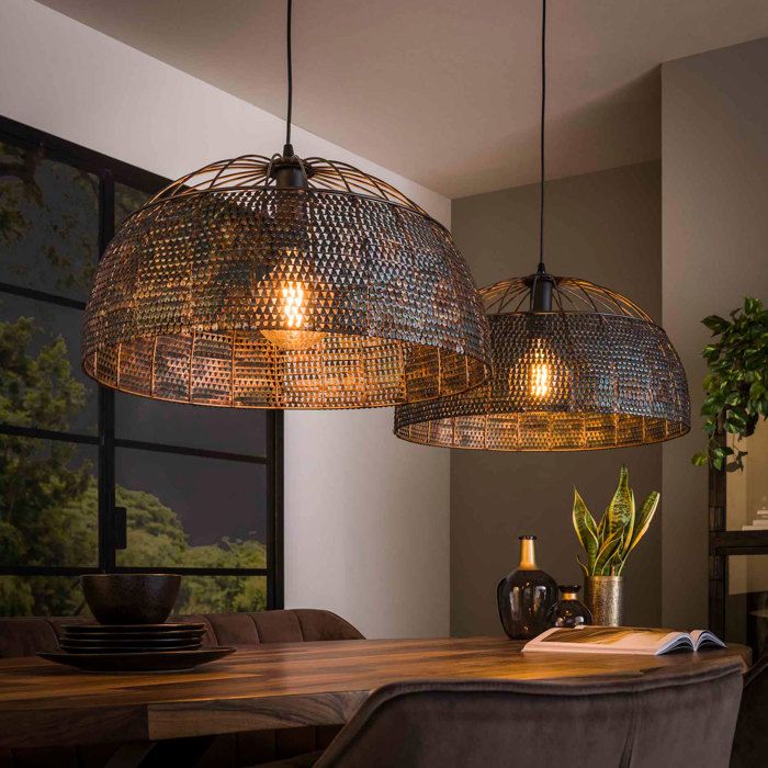 Suspension 140x60x150 cm en métal brun noir avec ampoules - AMP