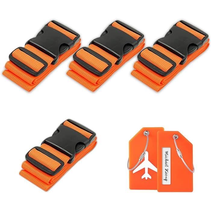 Lot de 4 sangles de bagage pour valises approuvées par la TSA – Vert – Sangles en nylon