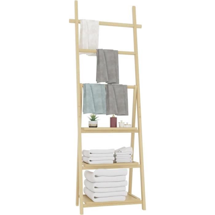 Porte-serviettes Métal Blanc Shabby Chic - Style échelle Déco - Neuf - 124 Cm