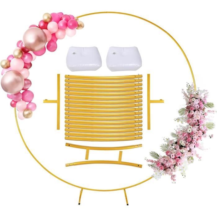 Arche Mariage Dorée 2x2m Avec 2 Supports Fleurs - Structure Métallique Pour Décoration Événement