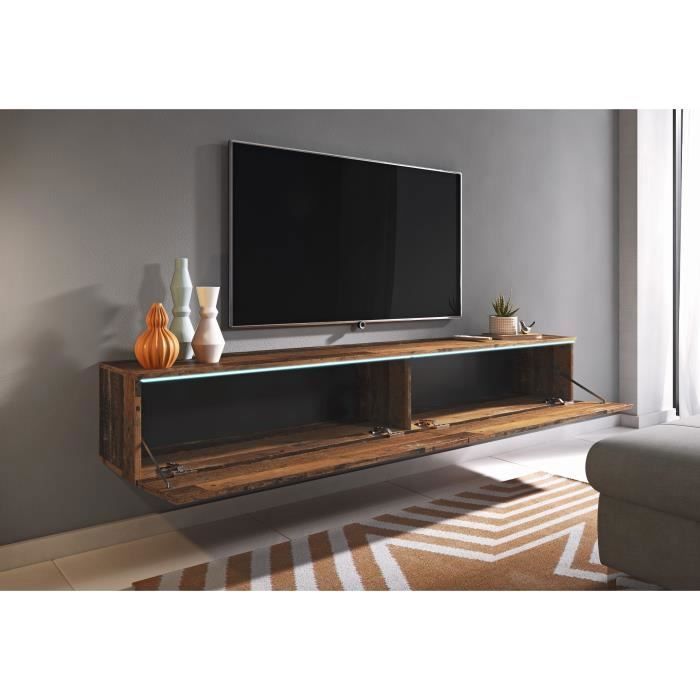 meuble tv / meuble de salon - lowboard d- 180 cm - style ancien - sans led