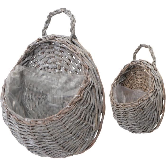 Panier En Rotin Vintage Avec Poignée – Déco Fruits – 28,5 X 21,5 X 8 Cm
