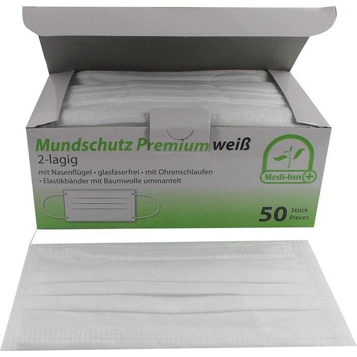Medi Inn Lot De 50 Masques Chirurgicaux Double Couche Fixations Elastiques A L Oreille Achat Vente Boucle D Oreille Medi Inn Lot De 50 Masque 7590