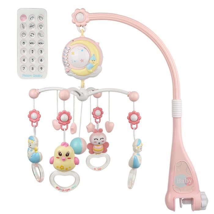 Mobile pour lit bébé pour emballer et jouer, jouets pour berceau avec  lumières et musique et mode rechargeable (Bleu)