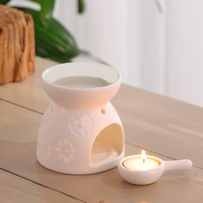 Bruleur D Encens En Ceramique Avec Bougeoir Lampe A Arome Blanc Flowers Design Bougie En Ceramique Lampe A Parfum De Four D Aromathe Cdiscount Maison