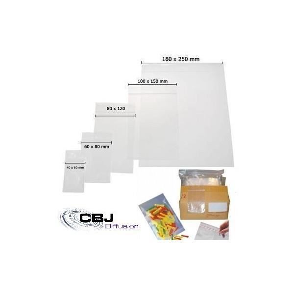 APLI Pack de 100 Sachets plastique refermable 60 x 80 mm zip