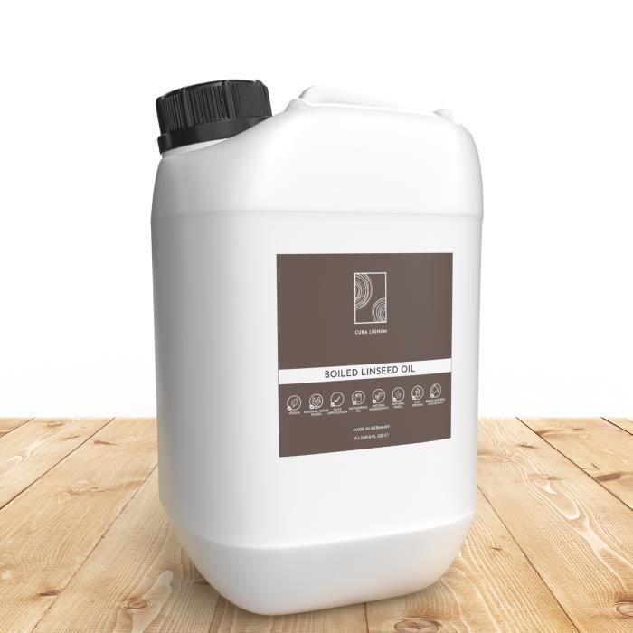 CURA LIGNUM Huile de Lin Bouillie pour Bois Protection Naturelle Fini Brillant, 5L