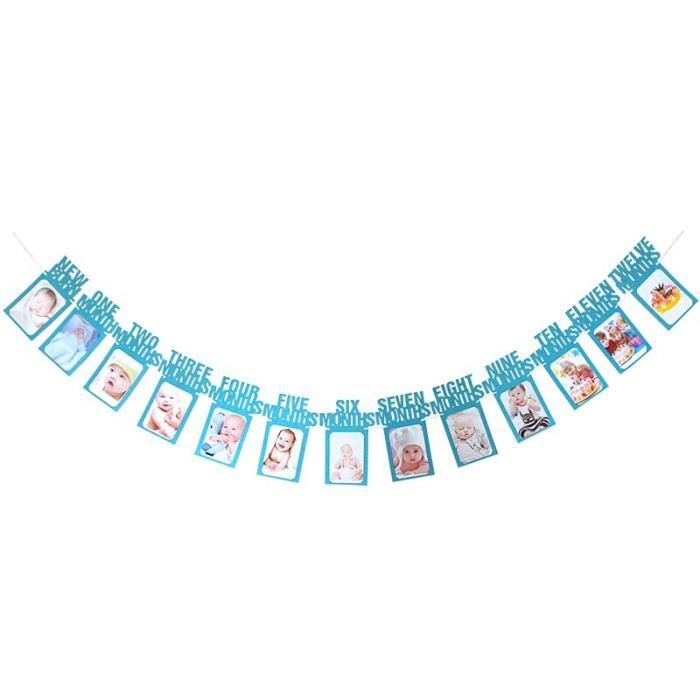 12 Mois Cadre Photo Banniere Premier Joyeux Anniversaire Decoration 1st Bebe Garcon Fille Mon 1 A Modele Blue New Jbhfcdc Cdiscount Maison