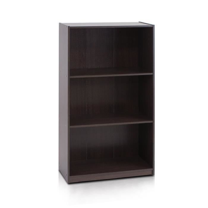 Bibliothèque Rangement Furinno 3x2 Avec Bacs - Bois Engineered, Coloris Expresso