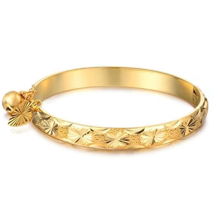Bracelet Enfant Or Jaune 18k Plaque Bracelet Pour Bebe Avec Des Cloches Diametre 42mm Achat Vente Bracelet Gourmette Bracelet Enfant Or Jaune 18k P Or Jaune Dore Cd